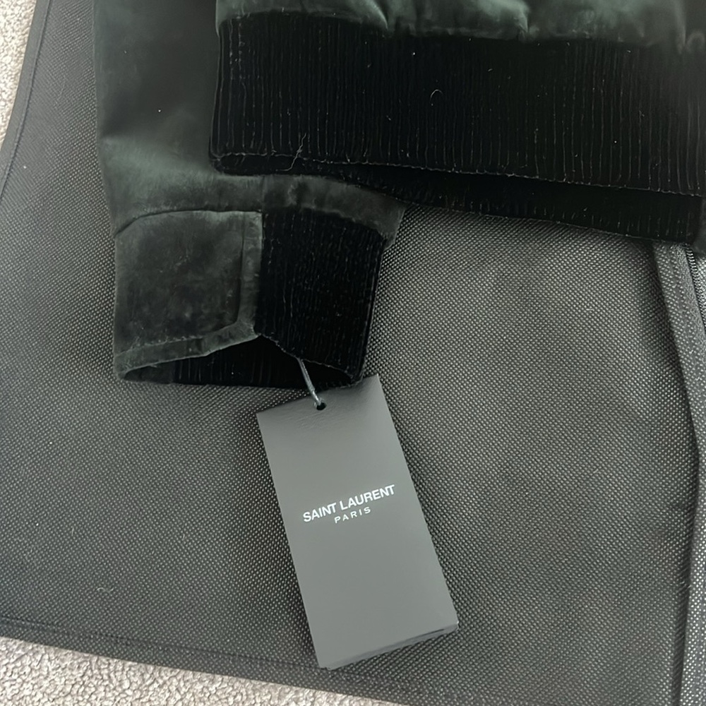 Saint Laurent Men's Velvet Logo Teddy Jacket - Picture 13 of 16